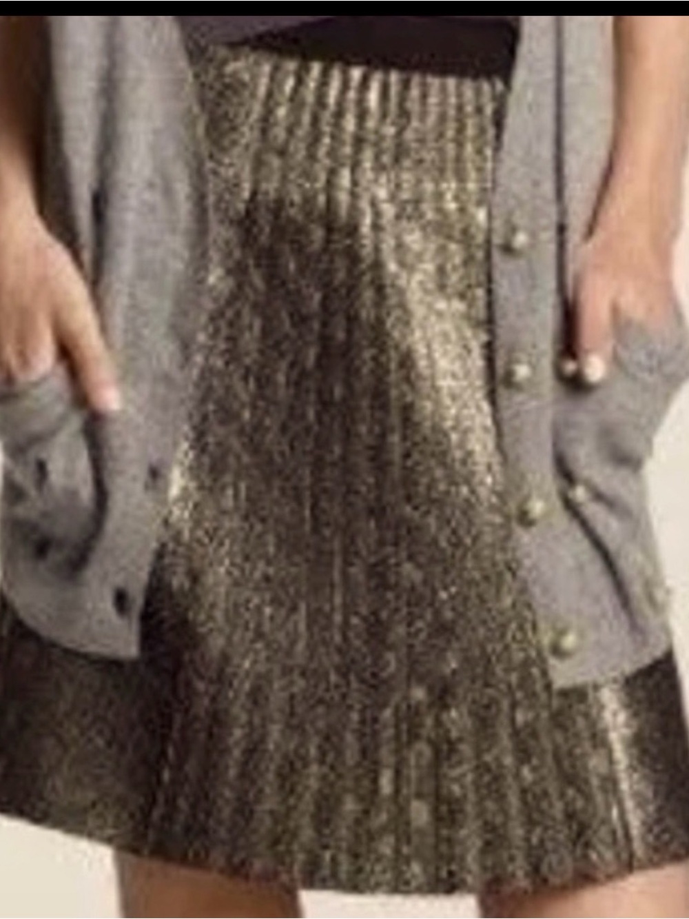 J. Crew Gold Pleated Skirt